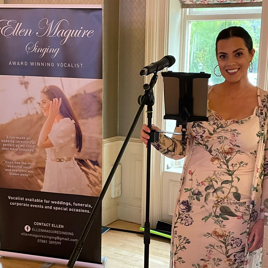 Ellen Maguire performing as a wedding singer in Northern Ireland